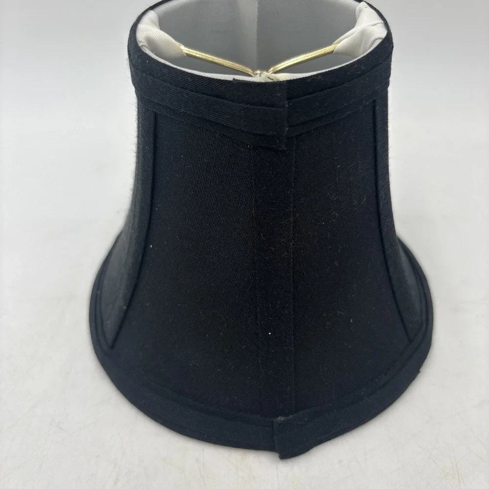 Small Clip On Lamp Shade Bell Shape Black Fabric 5x3x6 In With Frame Clip